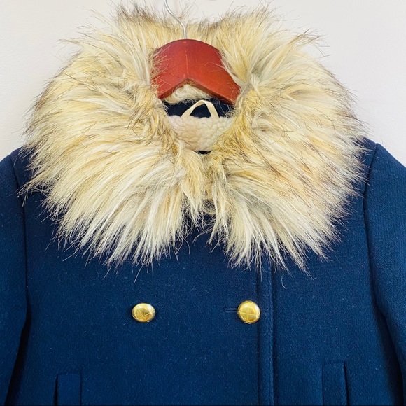 Crew cut fur collar double breasted wool coat - Picture 5 of 9